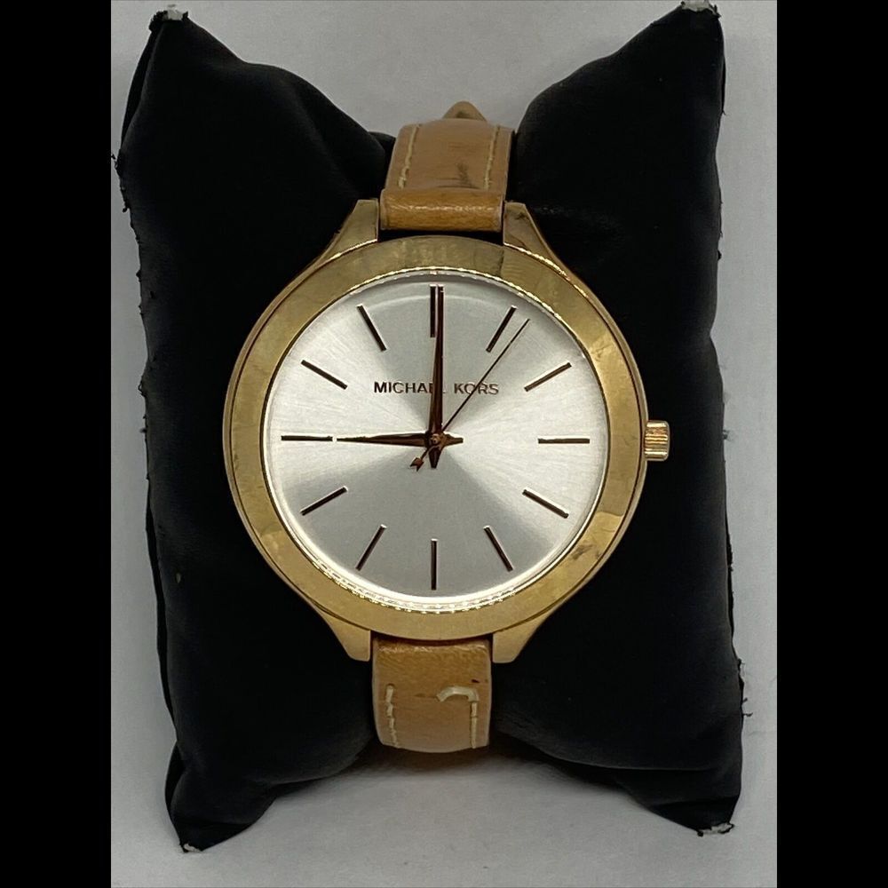 Michael KorsĀ Slim Runway MK2284 Women'sāBrown Leather Analog Dial Watch VK770